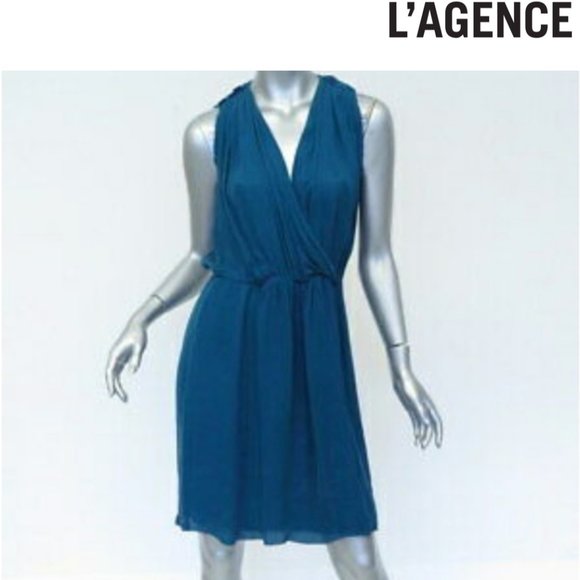 L'Agence 100% Silk V-Neck Dress - Picture 1 of 6